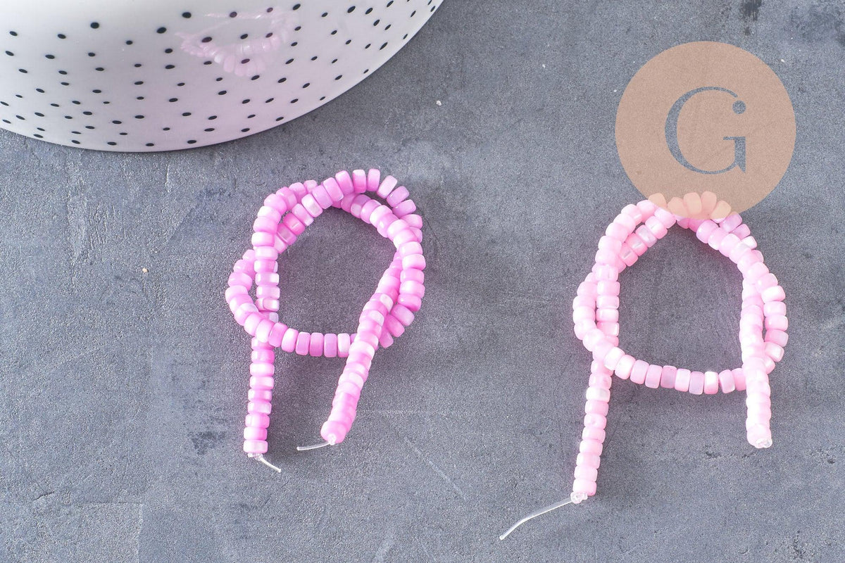 Perle nacre naturelle heishi violet ,tube coquillage coloré, perle coquillage, 2x4mm, le fil x1 (G4981)
