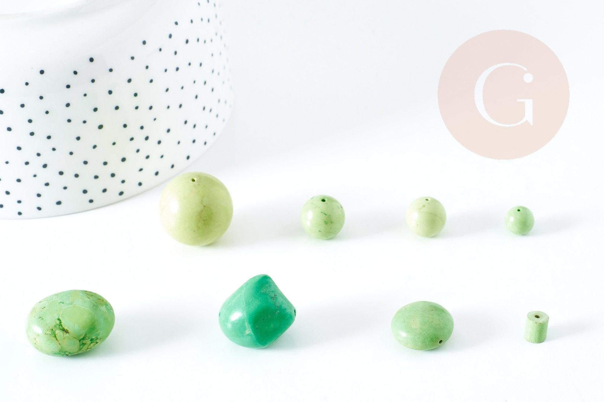 Perle howlite naturelle verte 15mm, création bijoux pierre G0603