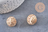 Perle indonesienne polymère gris strass et zamac doré 19.5mm,création bijou ethnique exotique, x1 (G5906)