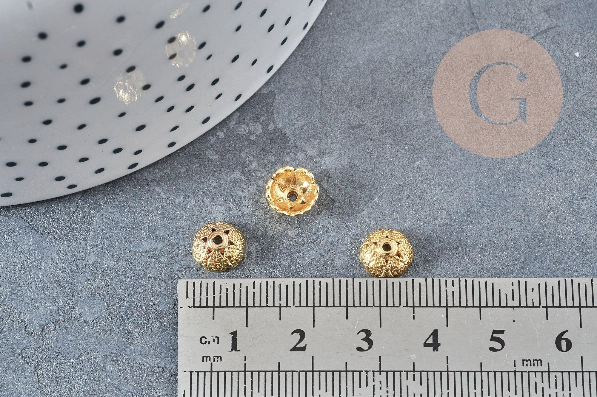 Perle intercalaire fleur zamac doré 8x3.5mm, fabrication de bijoux, x10 (G8881)