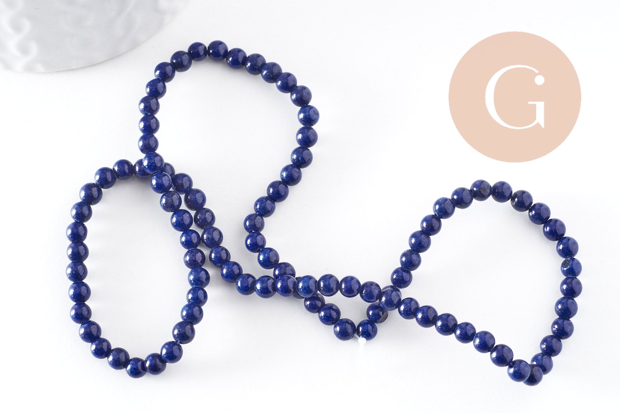 Perle jade naturel teinté bleu foncé 4mm, x1 fil de 40 cm (G4100)