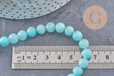 Perle jade teinté imitation amazonite ronde 8mm, x1 fil de 40cm (G4707)