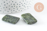 Perle jade vert oliver rectangle, fourniture créative, perles gémétrique,jade vert,pierre naturelle, perles pierre,35mm, x2 G0568