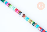 Perle multicolore pierre heishi,perle pierre rondelle pour création bijoux femme,4mm,fil de 155 perles, X1 (G5586)