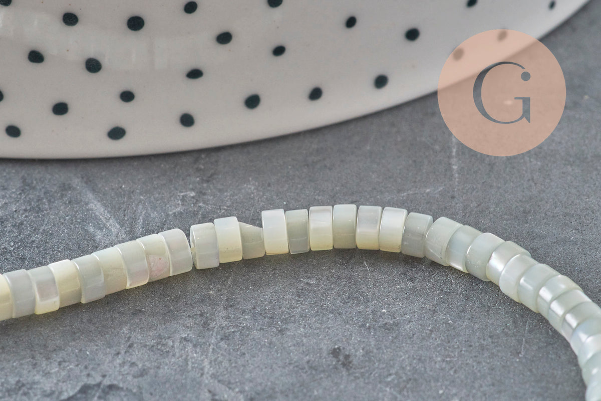 EP-perle nacre naturelle heishi gris pastel,tube coquillage coloré,perle coquillage, 2x4mm, le fil de 185 perles G4769-Perles-Gingerlily Perles