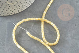 Perle nacre naturelle heishi jaune pastel ,perle coquillage,4x4mm, fil de 20cm, x1 (G9241)