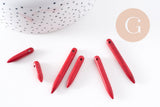 Perle pointe howlite naturelle rouge 18-43mm, fil de 38cm environ x1 (G10133)