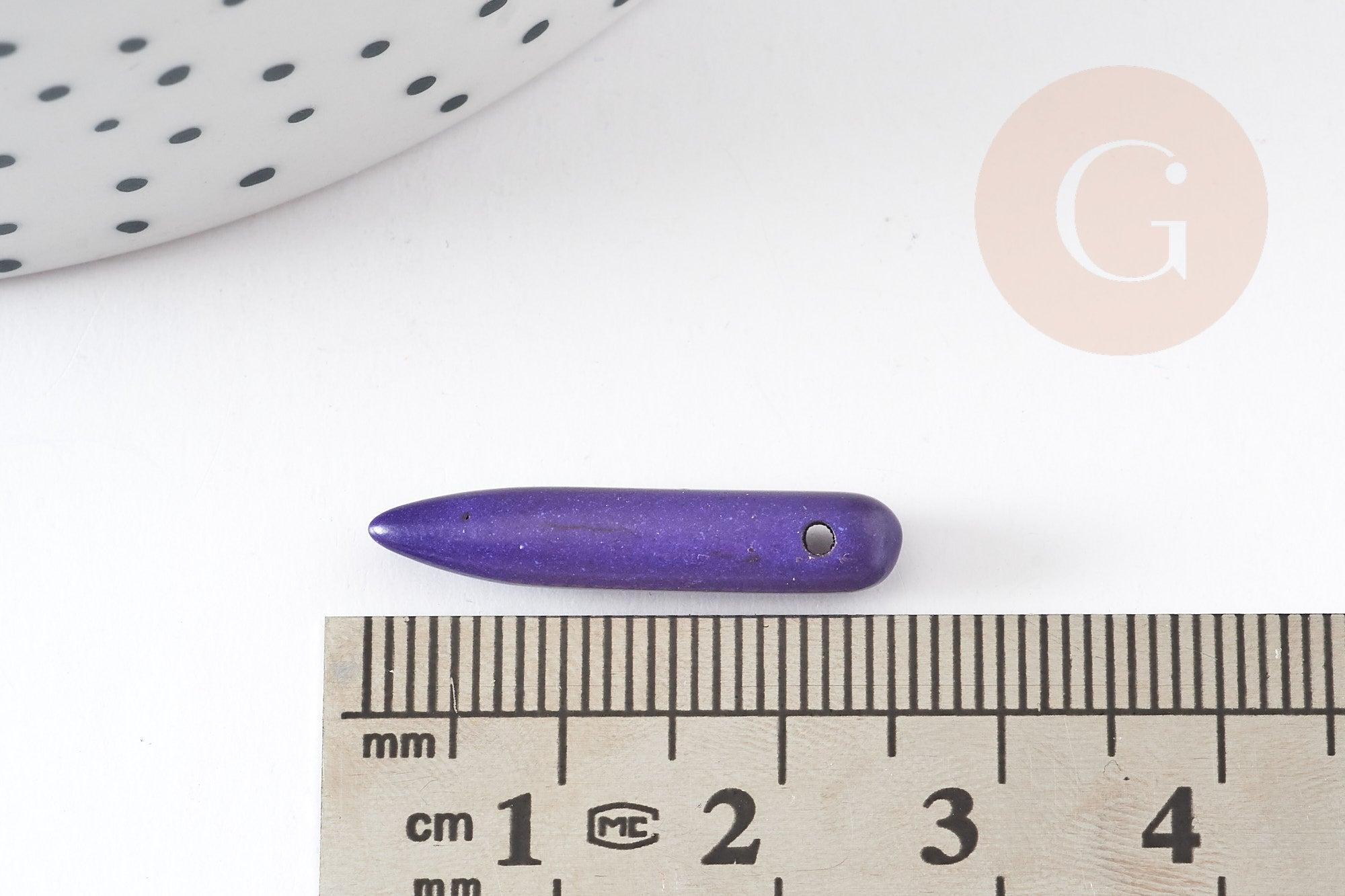 Perle pointe howlite violette, howlite naturelle, perle violette, perle pierre, x10 perles ou x1 fil de 80 (G1495)