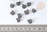 Perle polymère chats noirs, perle animal fantaisie DIY,8~10mm, x10 (G7963)