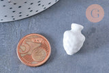 Perle porcelaine blanche pomme de pin,perle céramique, céramique blanche, 19mm, x10 (G3308)