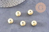 Perle porcelaine jaune pâle, perle ronde, création bijoux, 11m, x5 (G1370)