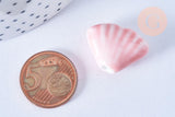 Perle porcelaine rose coquillage, perle céramique géométrique fabrication bijoux en céramique rose, 22.5-23.5mm, x10 (G3429)