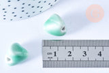 Perle porcelaine triangle verte 15mm, x10 (G5389)
