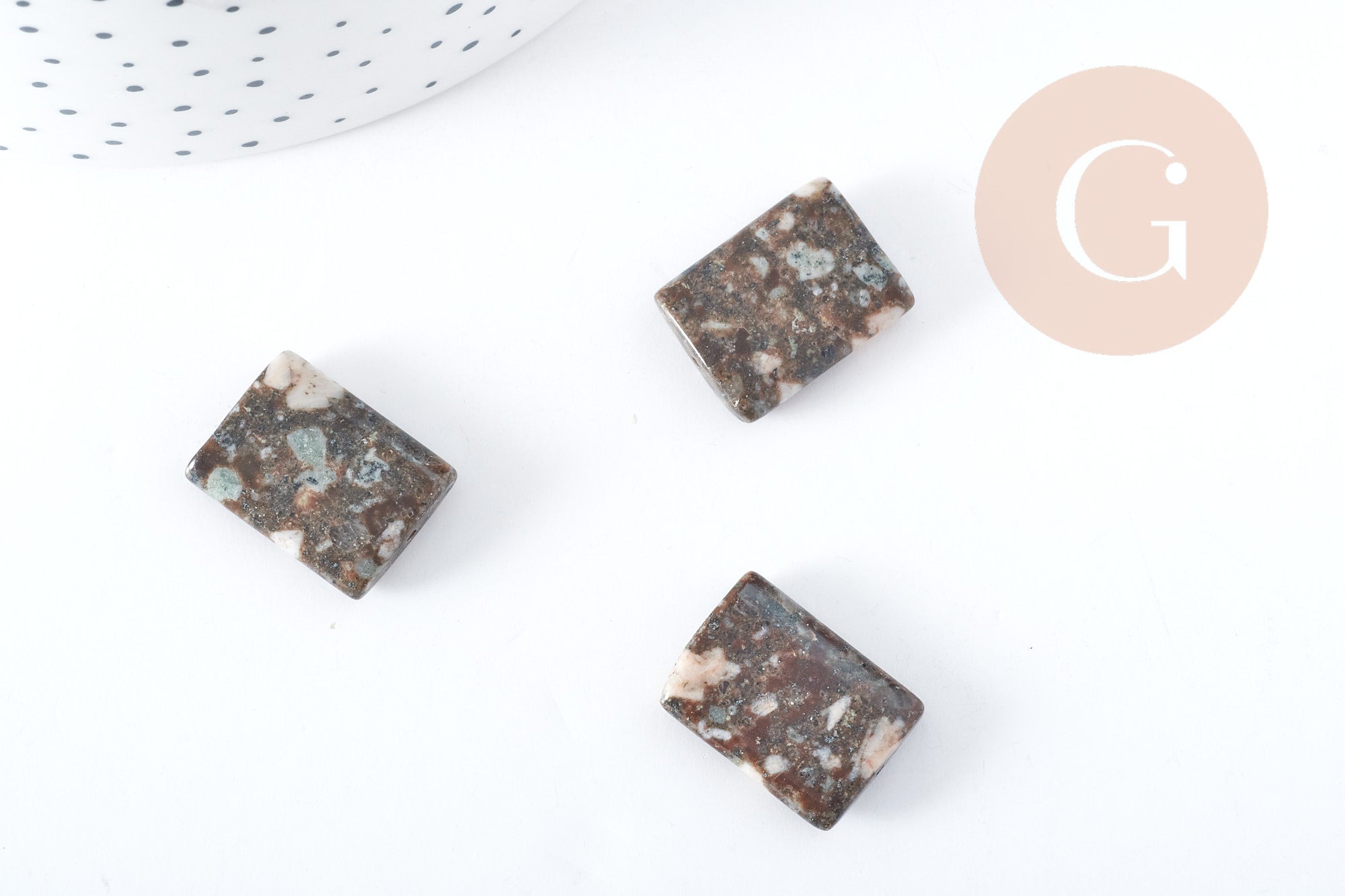 Perle rectangle Lakelandite marron naturelle 20x15mm, x5 (G8271)