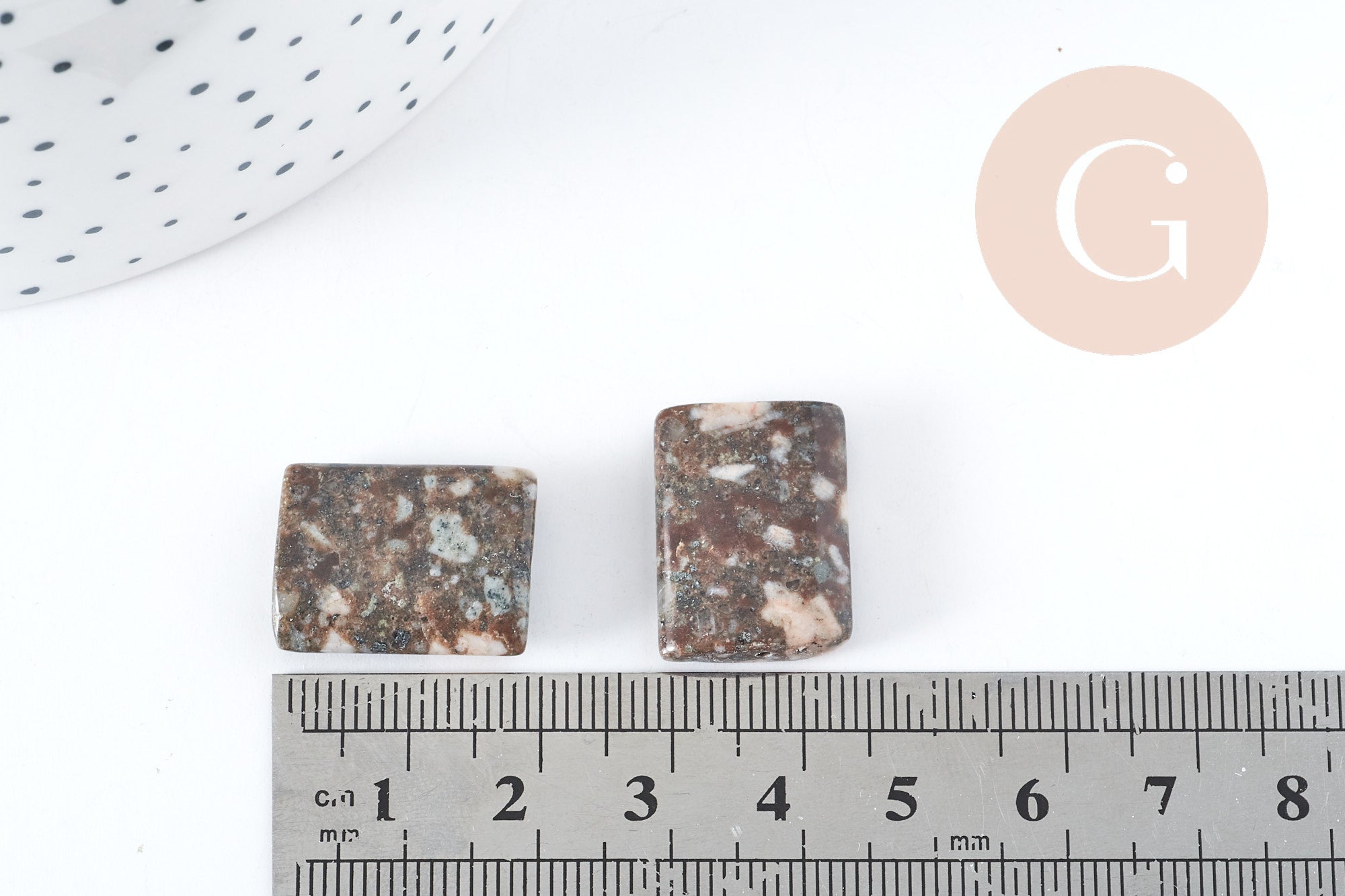 Perle rectangle Lakelandite marron naturelle 20x15mm, x5 (G8271)