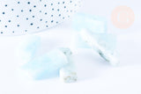 Perle rectangle aigue-marine 35-42 mm, pierre naturelle, x 2 (G6452)