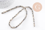 Perle rectangle jaspe dalmatien naturel 13.5mm, x1 fil de 39cm (G1925)