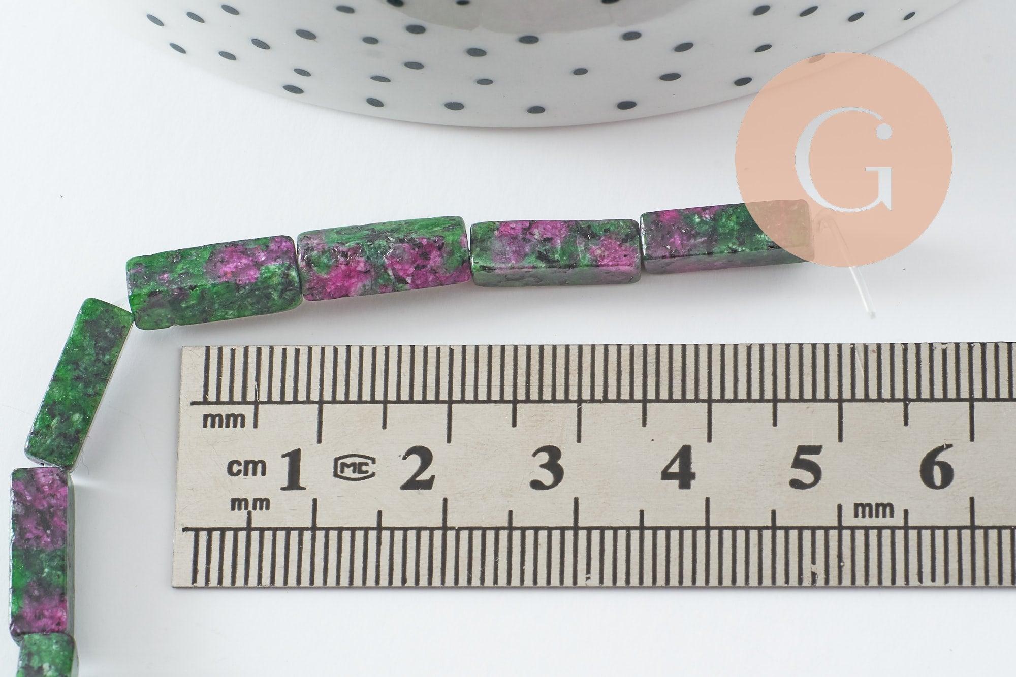 Perle rectangle rubis zoisite naturelle 13mm, x1 fil de 40cm (G1798)