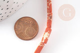 Perle rectangulaire regalite orange, pierre naturelle, perles jaspe, 12mm, fil de 40cm, x1 (G1108)