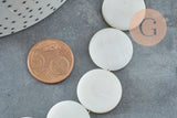 Perle rond nacre blanche naturelle 20mm, coquillage blanc, fil de 40cm, x1 (G5582)