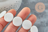 Perle rond nacre blanche naturelle 20mm, coquillage blanc, fil de 40cm, x1 (G5582)