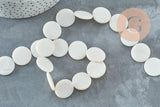 Perle rond nacre blanche naturelle 20mm, coquillage blanc, fil de 40cm, x1 (G5582)