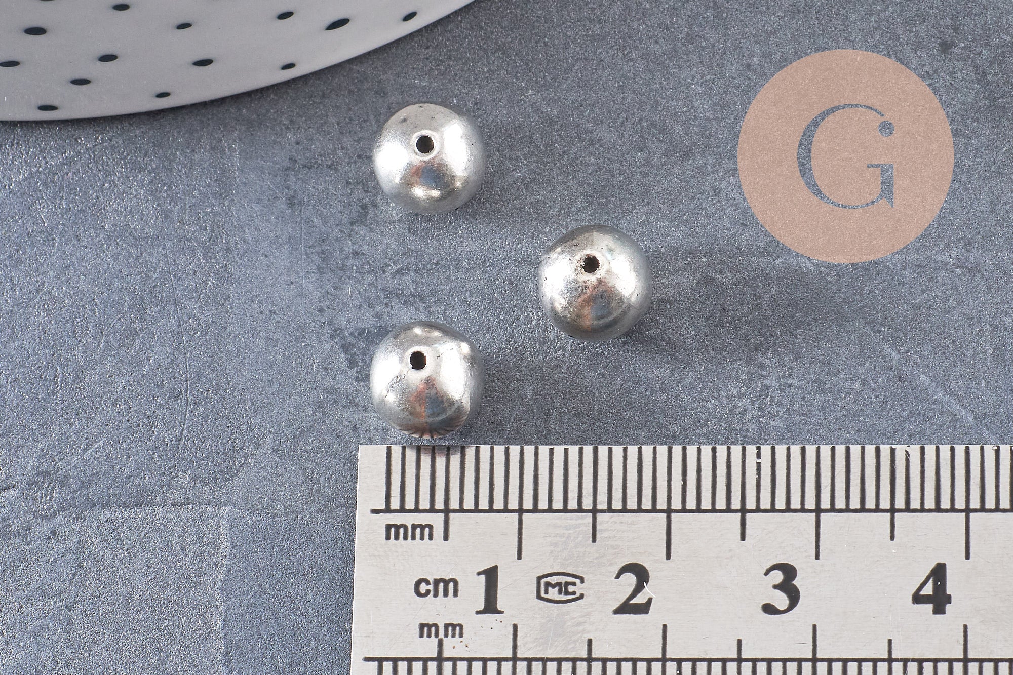 Perle ronde argent tibétain vieilli 8mm, x10 (G0084)