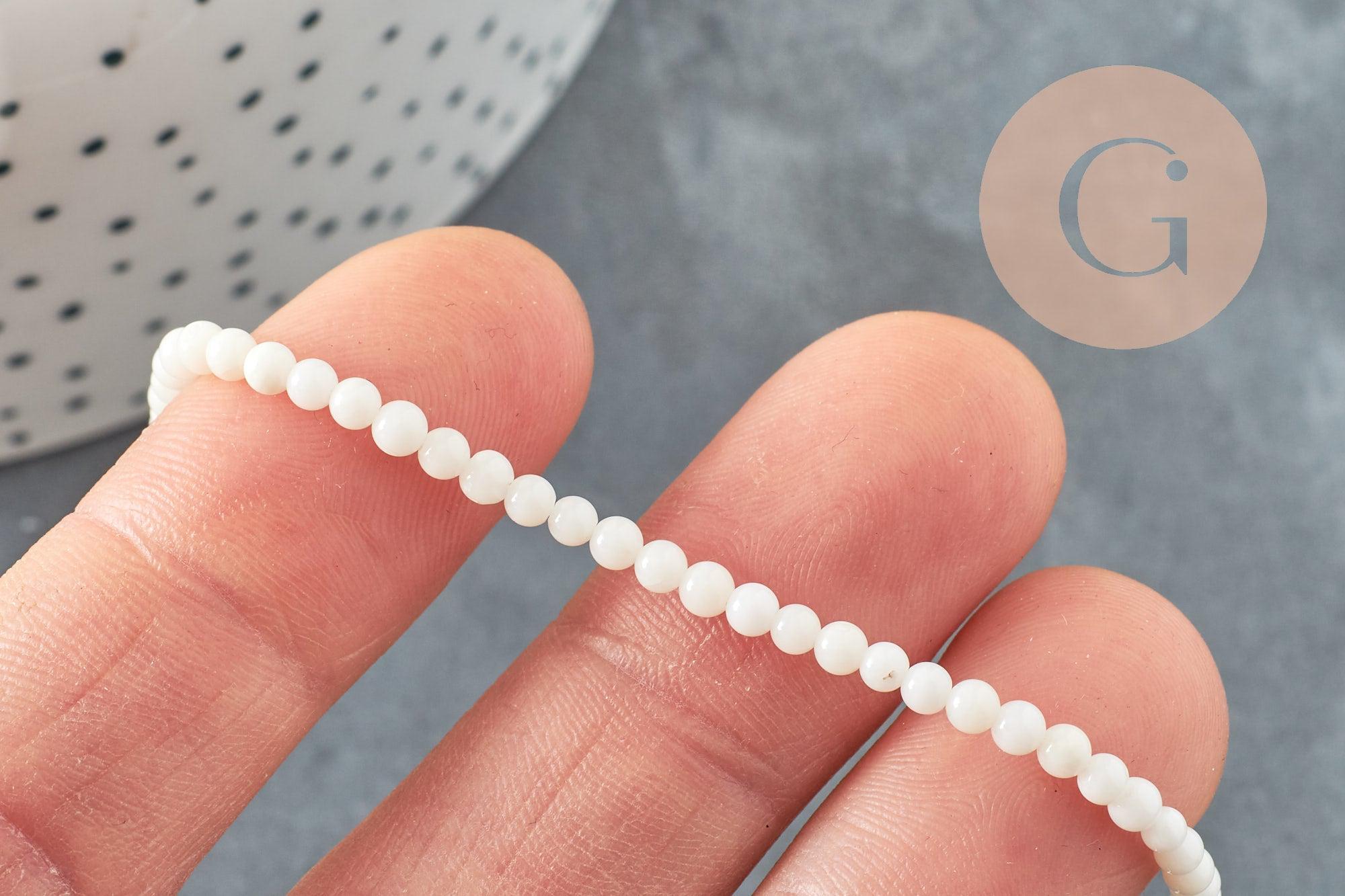 Perle ronde bambou de mer blanc,perle imitation corail fabrication bijoux en bambou de mer naturel, fil de 40cm ,3mm, x1 (G4153)