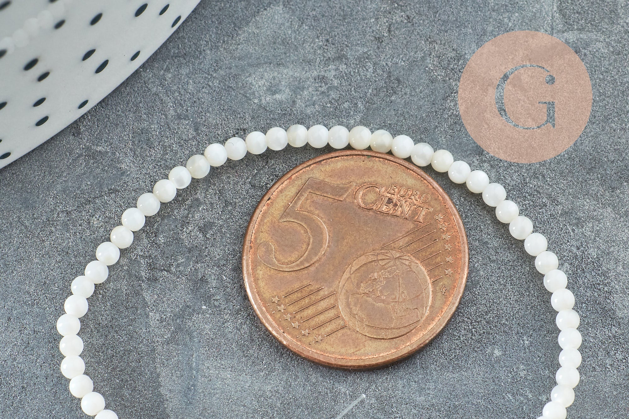 Perle ronde nacre blanche,perles coquillage,coquillage naturel,fil 40cm,2.5mm, x1 (G5449)