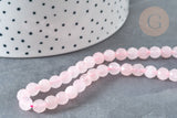 Perle ronde quartz rose facetté 6mm, création bijoux pierre, fil de 38cm, x1 (G7287)