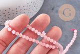 Perle ronde quartz rose, quartz rose naturel, pierre précieuse,4mm,le fil de 39cm, x1 (G2445)