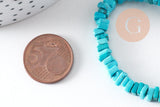 Perle rondelle carré turquoise naturelle5x5mm, x1 fil de 17cm (G4049)