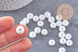 Perle rondelle donut verre opaque blanc, perles rondelles verre pour vos créations de bijoux et bracelet,3-5x9mm, x 20 (G4847)