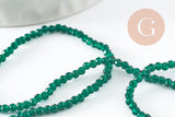 Perle rondelle en verre transparente facettée vert foncé 2mm perles facettées,bijoux fantaisie, fil de 29cm, x1 (G6947)