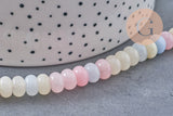 Perle rondelle jade naturel multicolore pastel 8x5mm, x1 fil de 38.5cm (G10599)