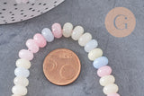 Perle rondelle jade naturel multicolore pastel 8x5mm, x1 fil de 38.5cm (G10599)
