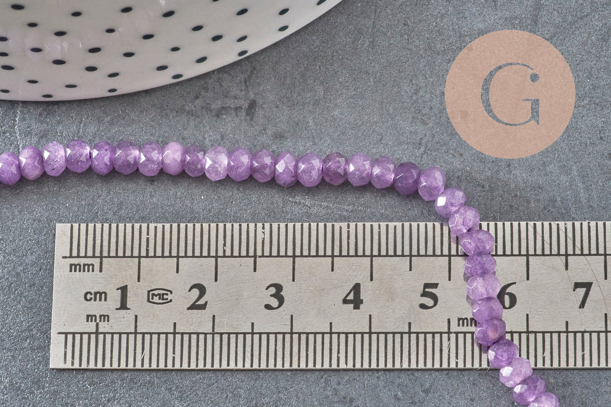 Perle rondelle jade violet, naturelle, perle facette,jade,5x3mm,fil de 35 cm, x1 (G1704)-Perles-Gingerlily Perles