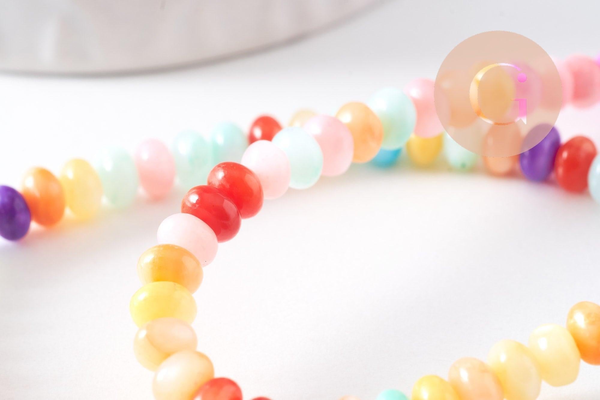 Perle rondelle nacre naturelle multicolore 5x3mm, x1 fil de 38cm (G10369)
