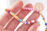 Perle rondelle nacre naturelle multicolore 5x3mm, x1 fil de 38cm (G10369)
