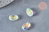 Perle scarabée verre transparent facettée cristal AB 12mm, fournitures DIY, x1 (G6833)