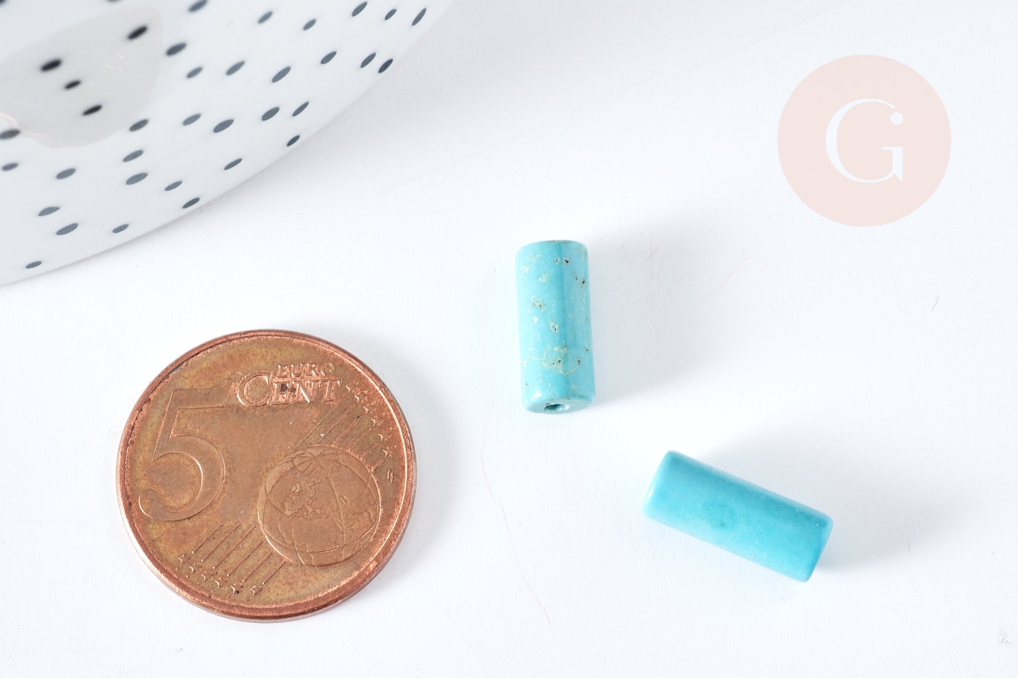 Perle tube howlite turquoise 13mm,perle tube, x10 (G0388)