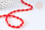 Perles Losanges verre facetté rouge transparent 8x4mm, perle cristal pour création bijoux, x1 fil de 58.4cm (G7343)