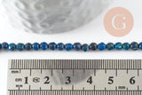 Perles Rondes facettées agate bleue foncée 4mm, perle agate naturelle, pierre gemme, perle facette,4mm,fil de 37cm x1 (G1087)