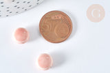 Perles Rondes plates porcelaine émaillée rose pastel 11mm, bijou céramique, x10 (G7442)
