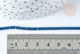 Perles Tube verre bleu irisé 4.5x2.5mm,perle tissage et fabrication bijoux,le fil de 36cm (G7337)