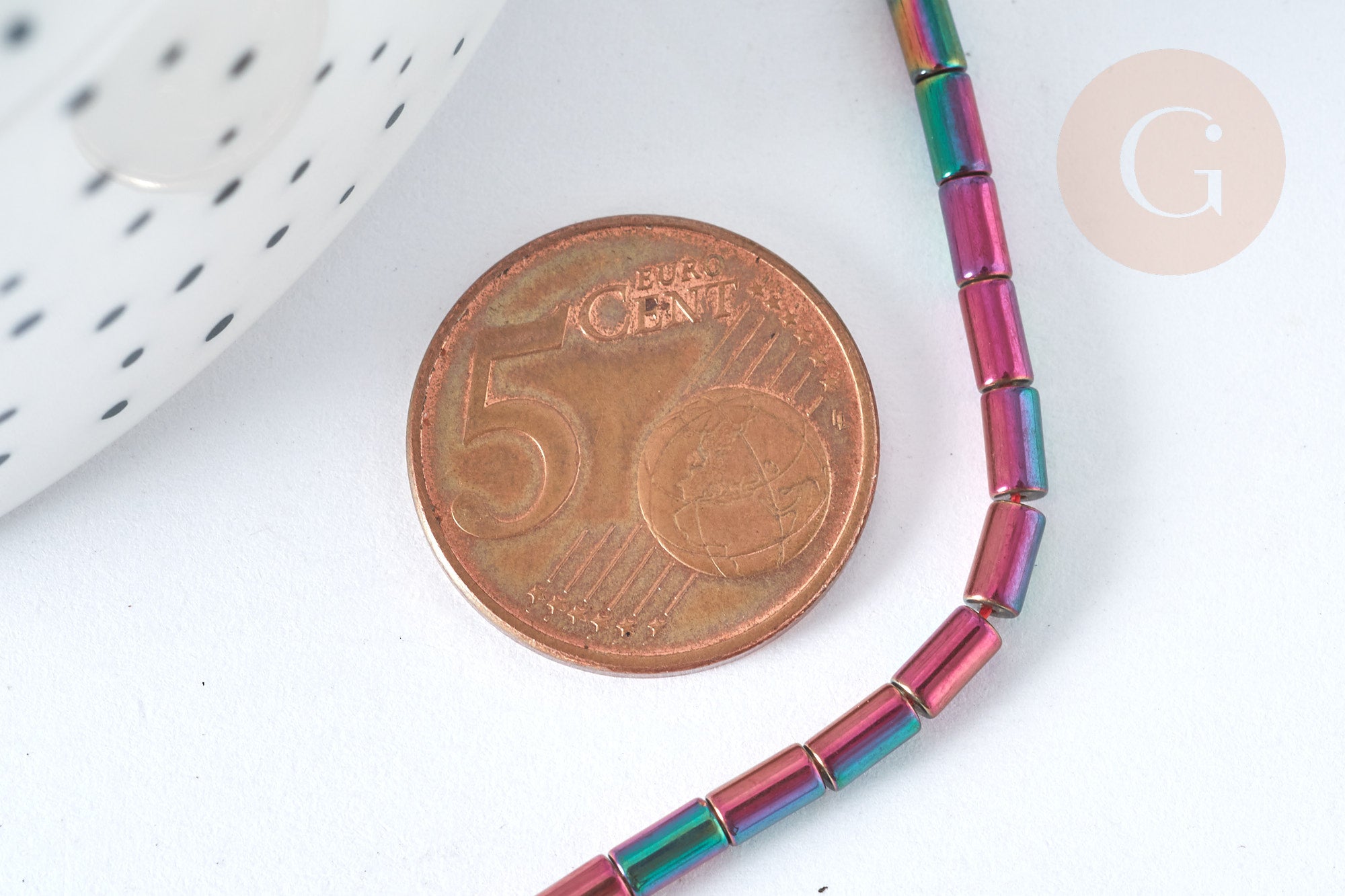 Perles Tube verre violet irisé 4.5x2.5mm,perle tissage et fabrication bijoux, fil de 36cm, X1 (G7346)