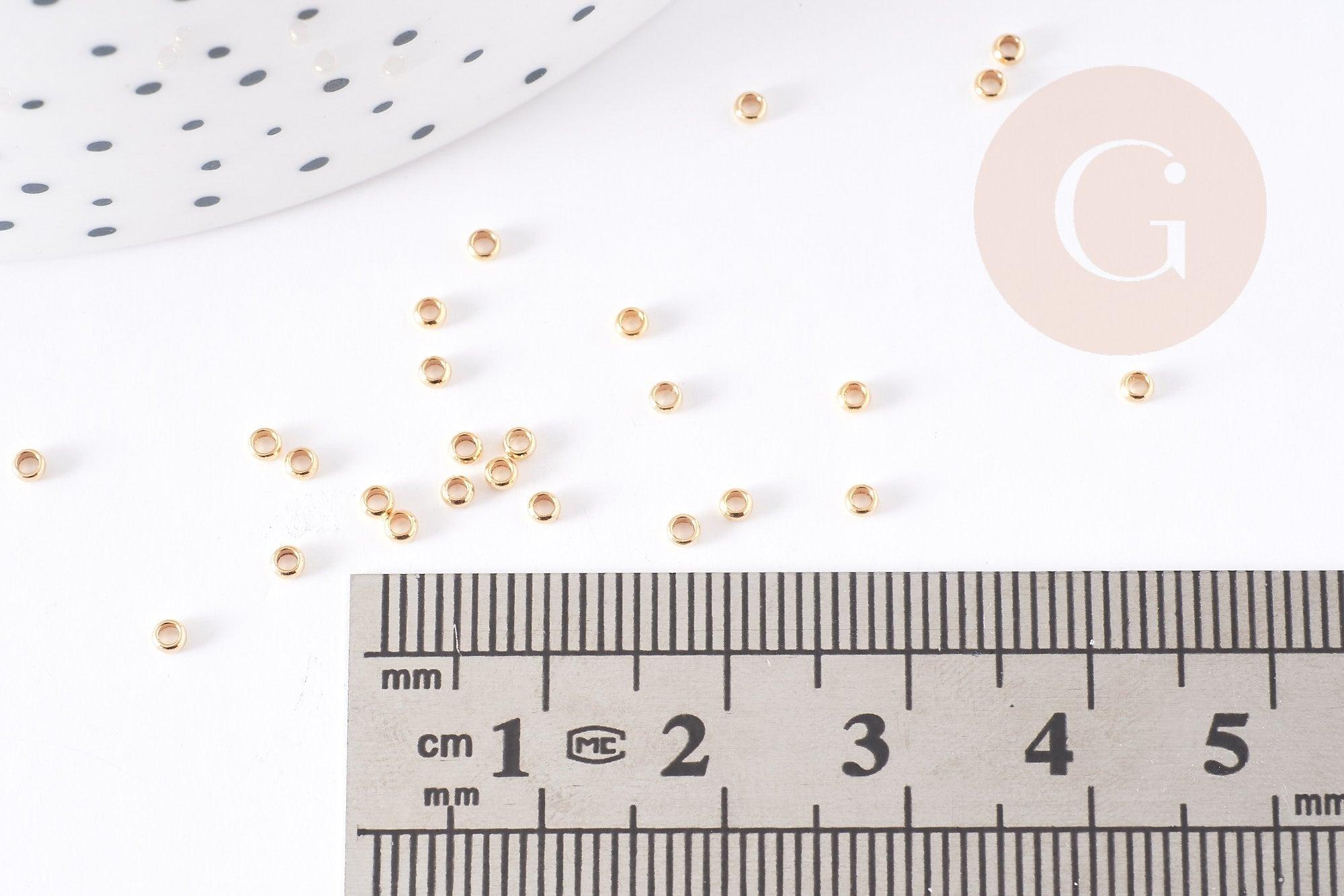 Perles à écraser acier 304 Doré inoxydable 2x1mm, x100 (1.2gr) (G1179)