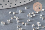 Cuentas aplastables de latón plateado 3x2mm, x2 Gramos (G11269)