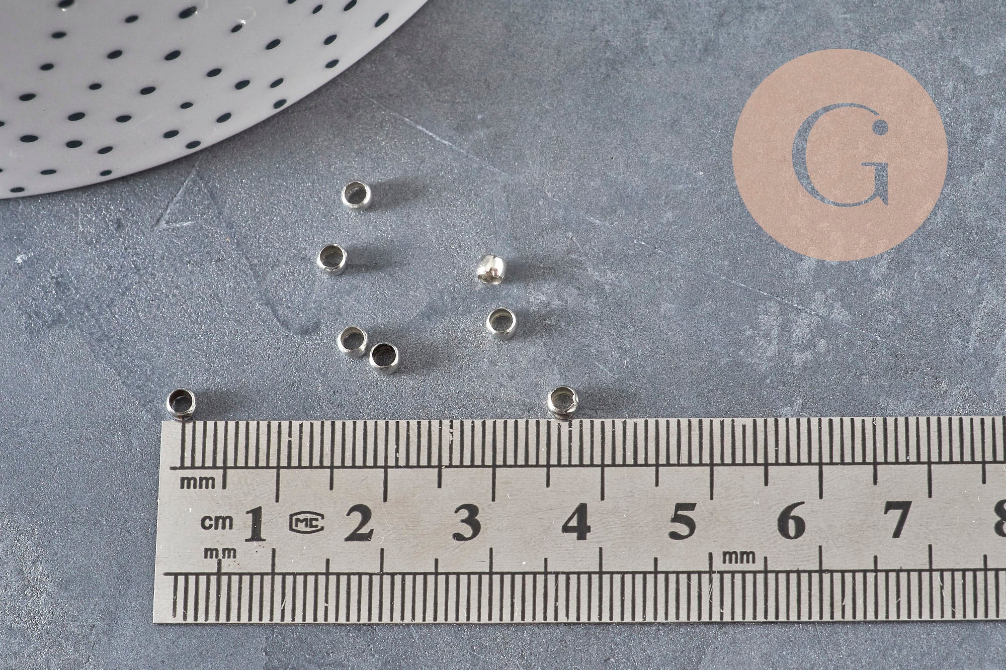 Crimp Beads Platinum Brass 3x2mm, x2 grams (G11207)