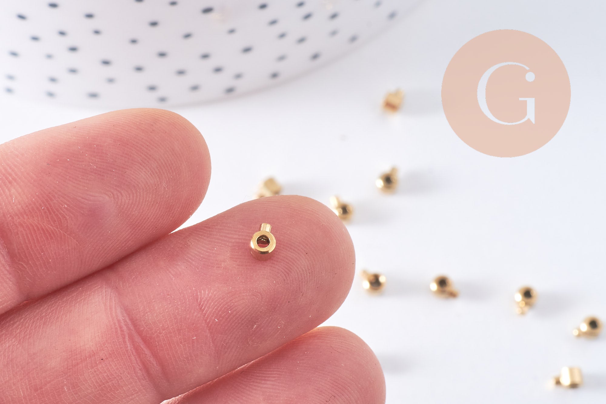 Perles à écraser tube 2 en 1 acier 304 inoxydable doré/platine IP 3.5x2mm x5 (G10748)